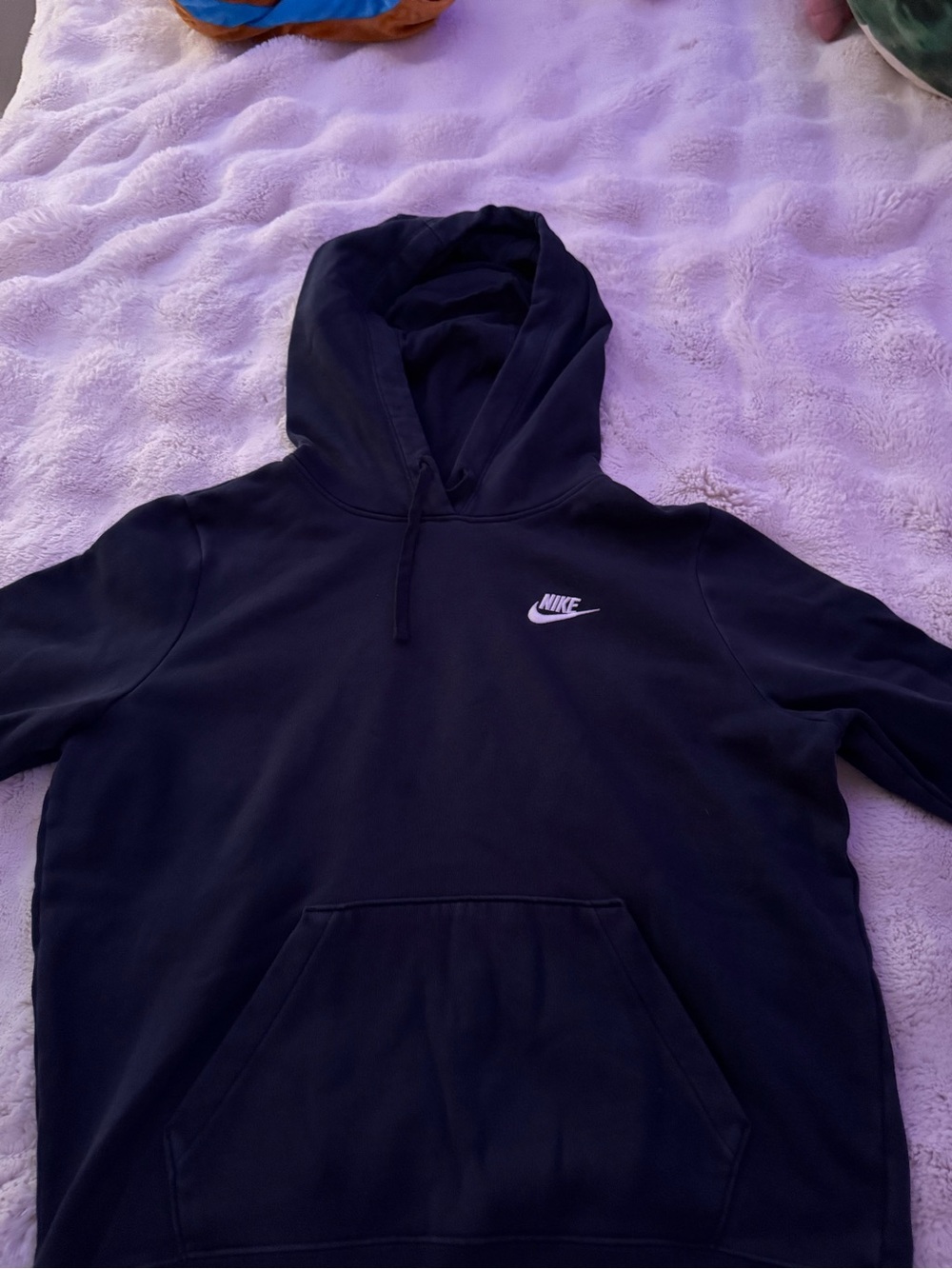 Nike Men’s Black Crewneck Hoodie with White Swoosh
